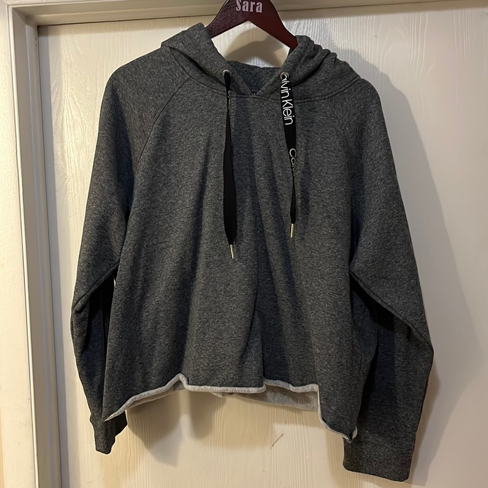 Grey Calvin Klein cropped hoodie